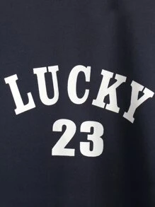 小女童字母圖案蘇格蘭格紋荷葉邊衛衣連衣裙 - 藏蓝色 - 查看 7