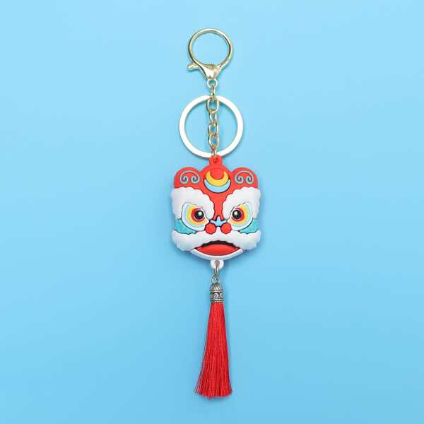 

Chinese Lion Dance Charm Keychain, Multicolor