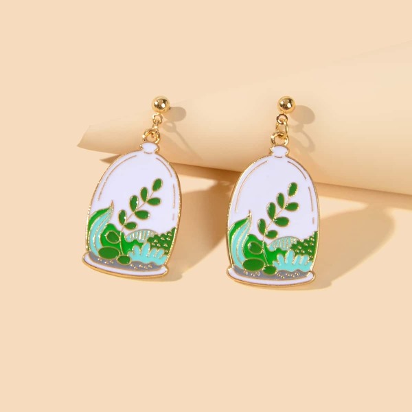 

Leaf Print Drop Earrings, Multicolor