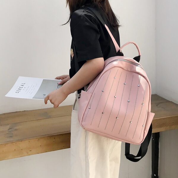 

Minimalist Metal Decor Classic Backpack, Pink