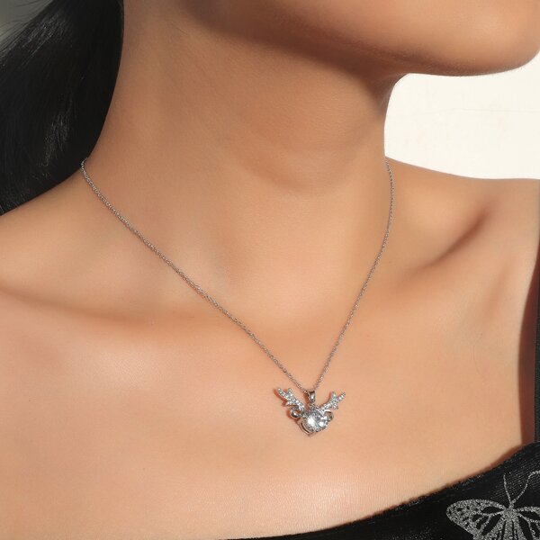 

3pcs Zircon Decor Jewelry Set, Silver