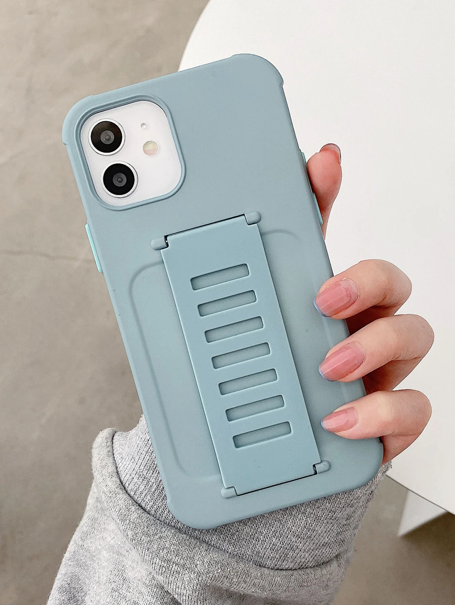 Plain Phone Case With Wristband - Baby Blue - View 1