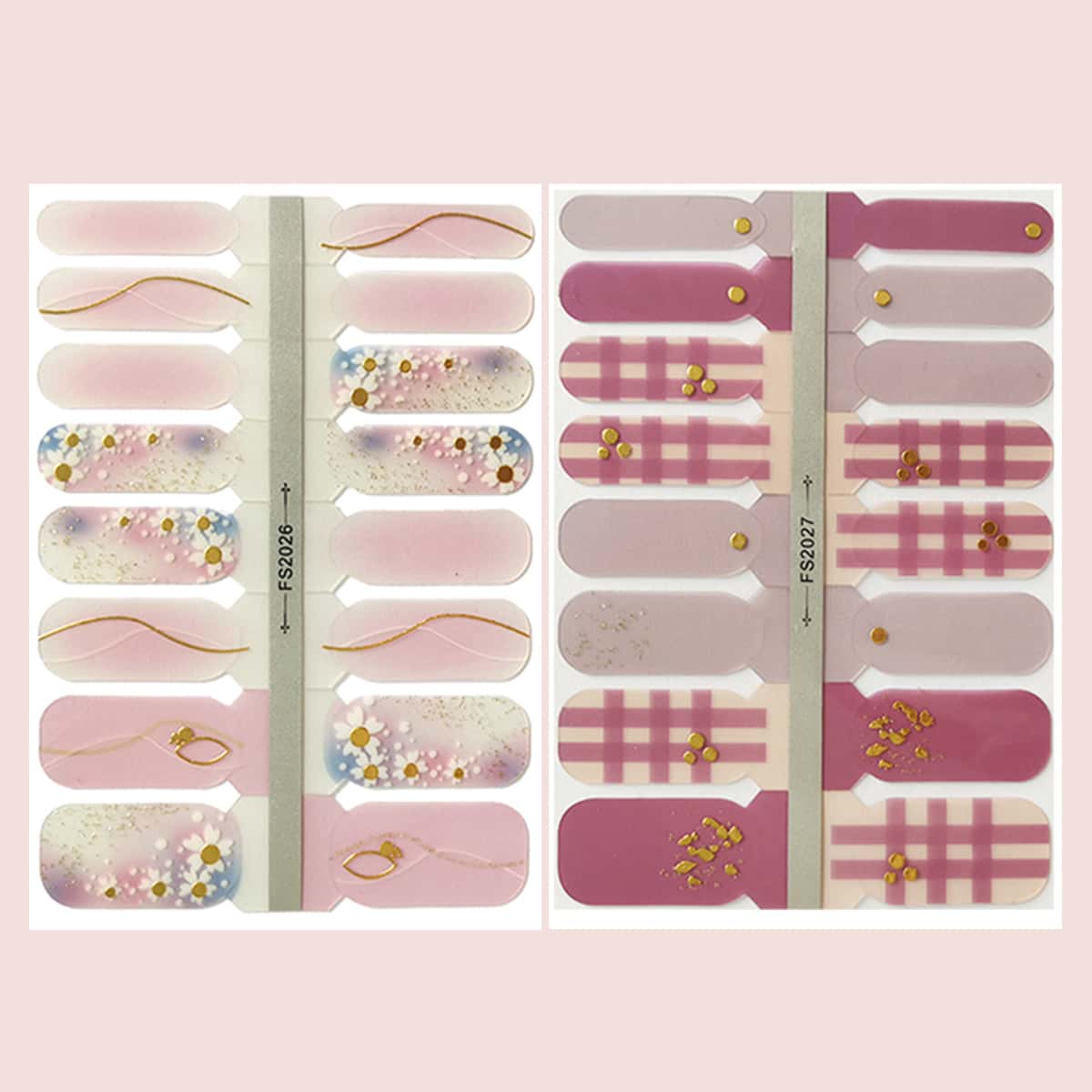 

2sheets Floral Gingham Nail Sticker, Multicolor