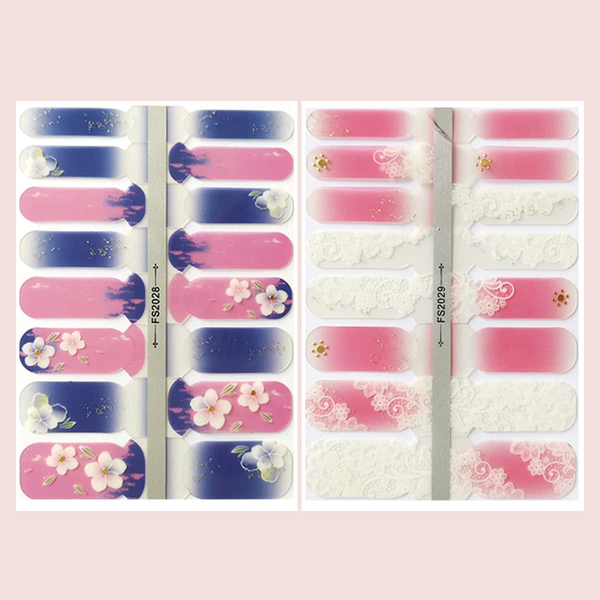 

2sheets Floral Ombre Nail Sticker, Multicolor
