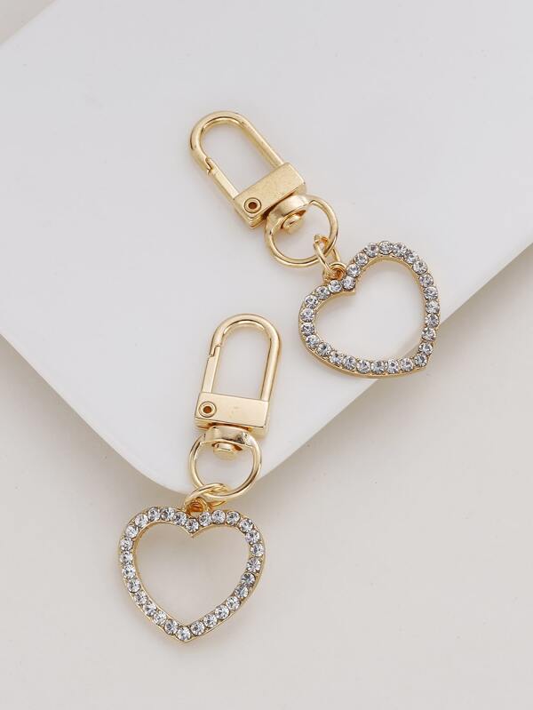 2 piezas de adorno en forma de corazón para bolso, accesorios de bolso, regalos, Día de San Valentín, estiloso, para adolescentes, mujeres, estudiantes universitarias, maestras, trabajadoras de cuello blanco, principiantes y accesorios de automóvil de mujer, llaveros