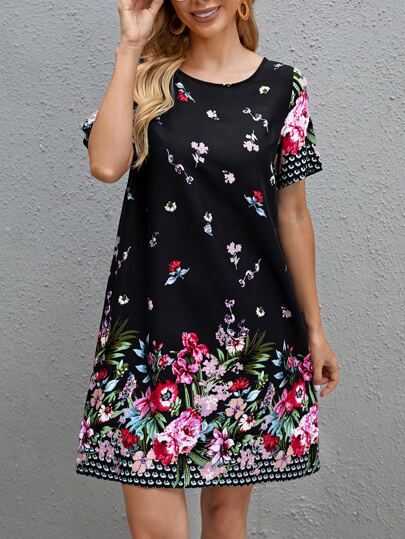 SHEIN Floral Print Tee Dress