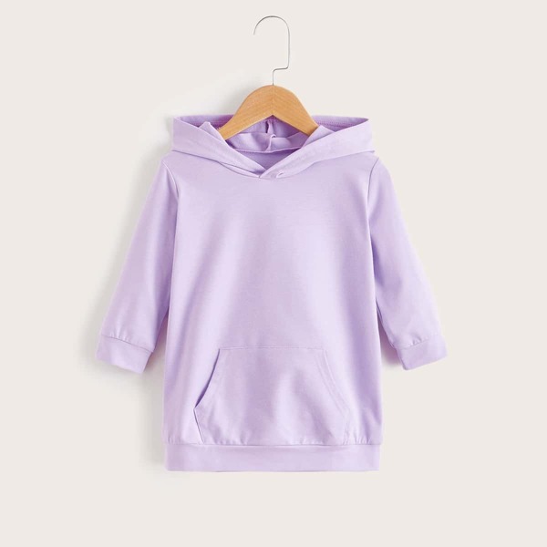 

Toddler Girls Solid Kangaroo Pocket Hooded Sweatshirt, Lilac purple