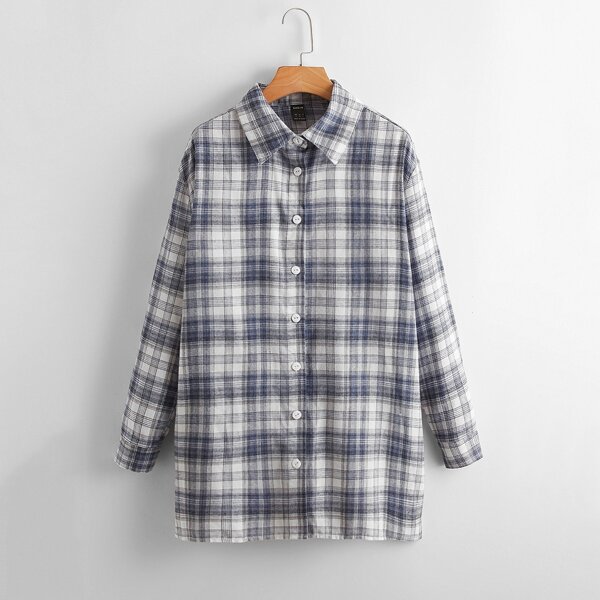 

Plaid Drop Shoulder Blouse, Multicolor