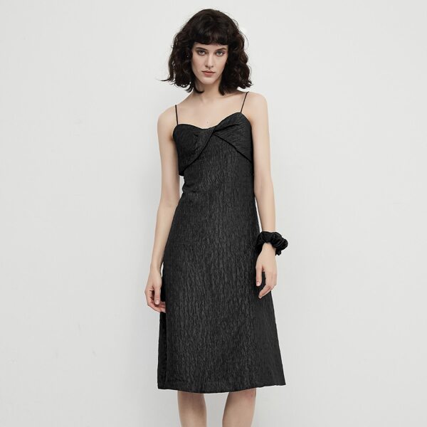 

Textured Twist Front Cami Dress, Black