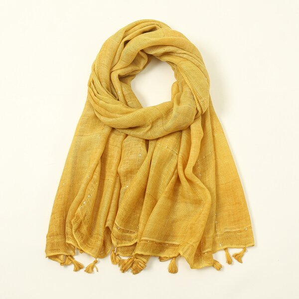 

Tassel Decor Scarf, Yellow