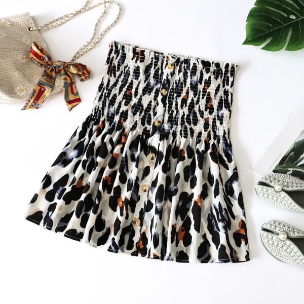 

Plus Frill Trim Leopard Tube Top, Multicolor