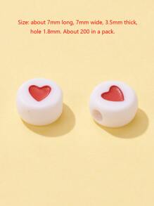 1pack Opaque Acrylic Beads with Enamel Flat Round with Heart Red Bead DIY Jewelry Accessories - Red and White - View 5