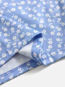 Soleia Áo hai dây Lộ Lưng Buộc lại Họa tiết hoa Boho - Màu xanh nhạt - Xem 3