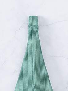 Plain Ribbed V Neck Bikini Top, For Summer Beach Vacation - Army Green - View 4