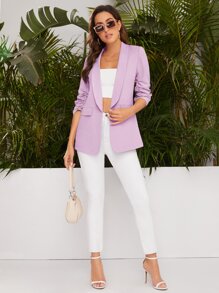 BizChic 青果領收褶袖翻蓋細節西裝外套工作服