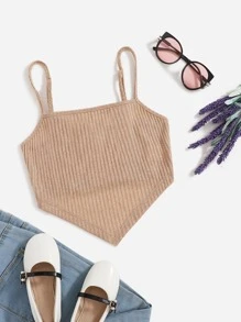 SHEIN Teen Girls Asymmetrical Hem Cami Top - Apricot - View 1