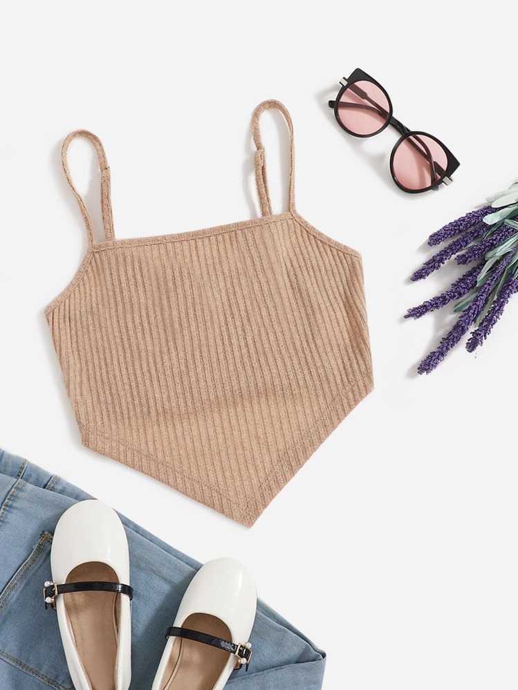 Teen Girls Asymmetrical Hem Cami Top - Apricot - View 1