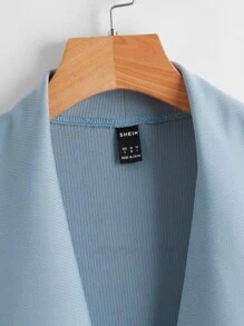 SHEIN Clasi 垂褶衣領自腰帶背心 - 霧霾藍 - 查看 3