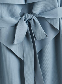 SHEIN Clasi 垂褶衣領自腰帶背心 - 霧霾藍 - 查看 4