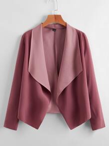 SHEIN LUNE Waterfall Collar Asymmetrical Hem Jacket - Redwood - View 1