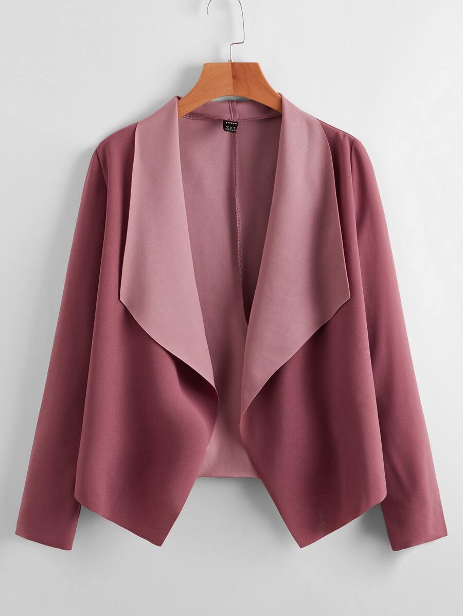SHEIN LUNE Waterfall Collar Asymmetrical Hem Jacket - Redwood - View 1