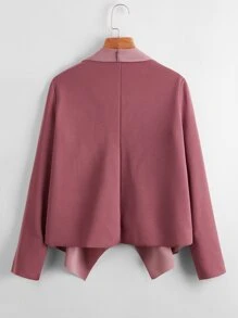 SHEIN LUNE Waterfall Collar Asymmetrical Hem Jacket - Redwood - View 2