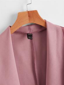 SHEIN LUNE Waterfall Collar Asymmetrical Hem Jacket - Redwood - View 4