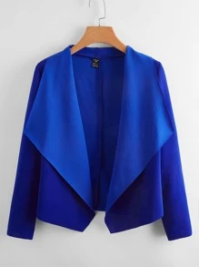 SHEIN LUNE Waterfall Collar Asymmetrical Hem Jacket - Royal Blue - View 1