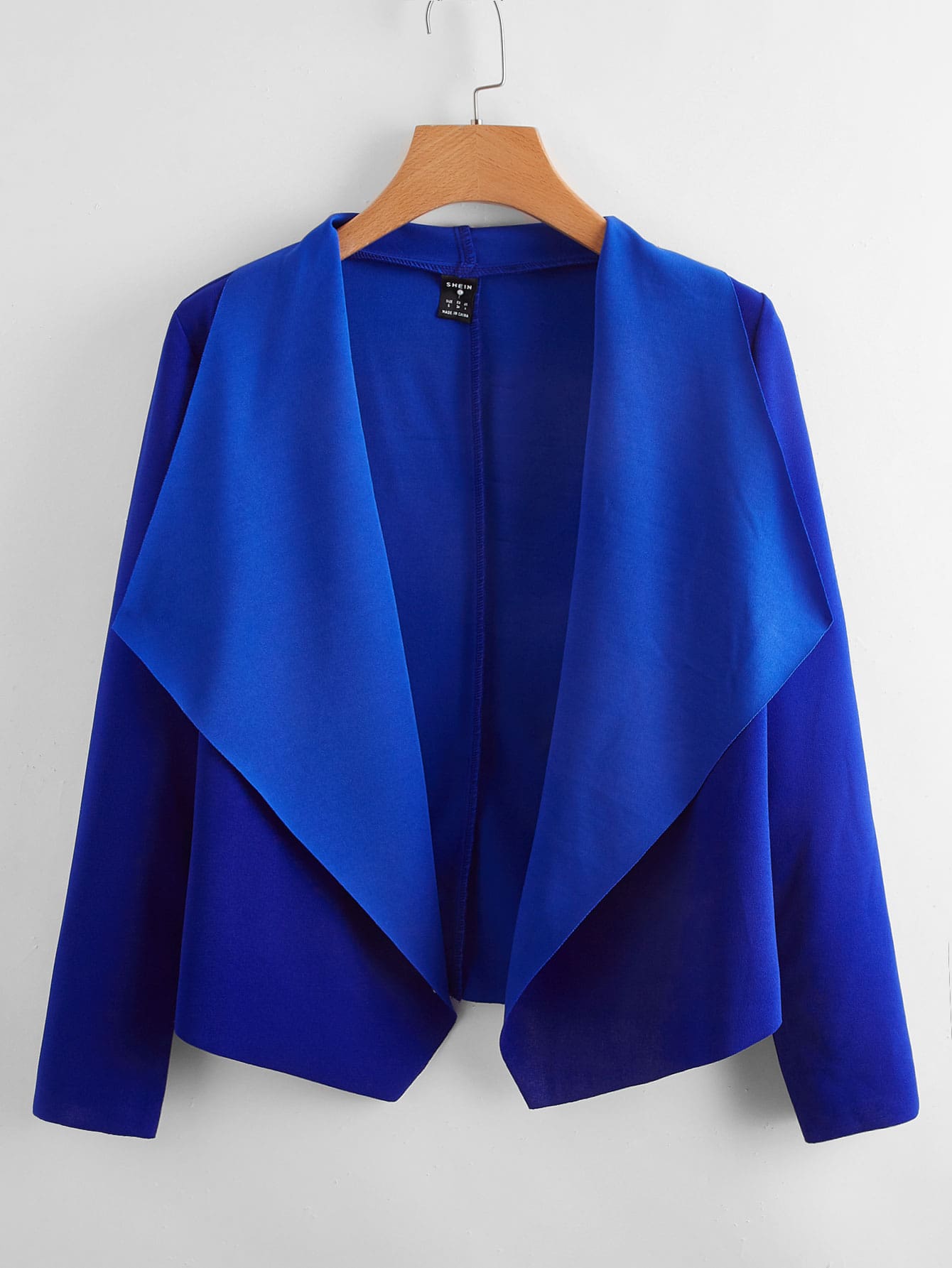 SHEIN LUNE Waterfall Collar Asymmetrical Hem Jacket - Royal Blue - View 1