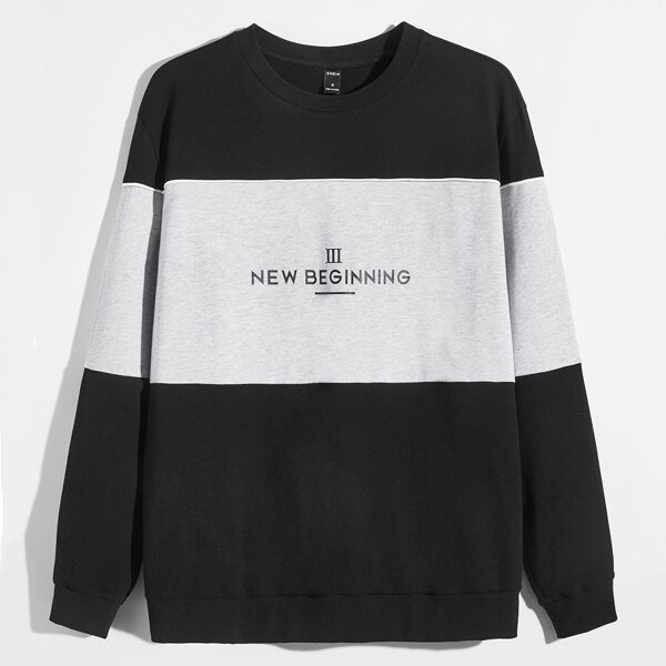 

Men Letter Graphic Color Block Sweatshirt, Multicolor