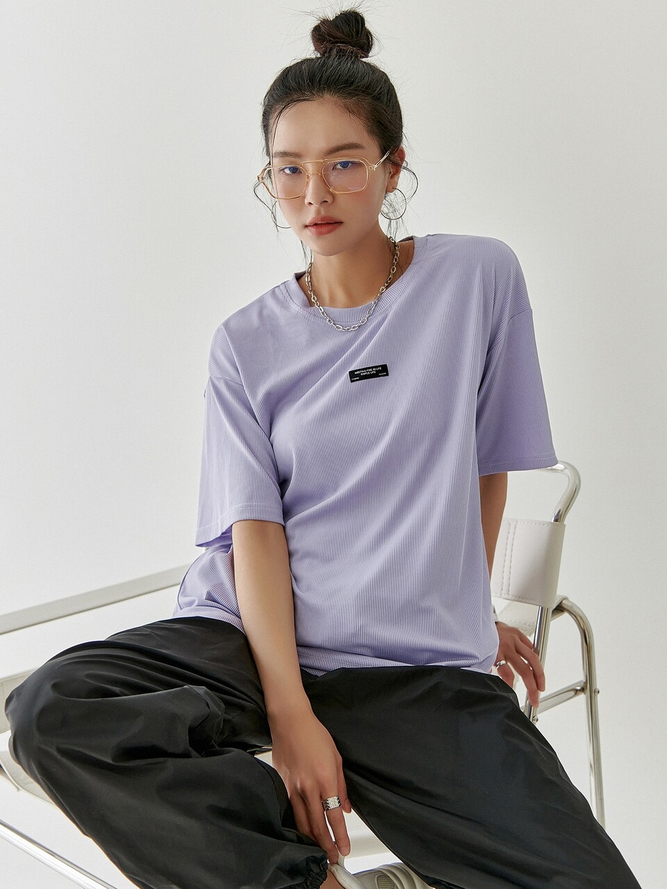 Letter Patched Drop Shoulder Tee