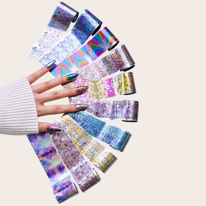 

10rolls Graphic Nail Art Sticker, Multicolor