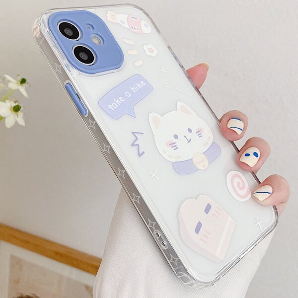 

Cartoon Graphic Clear Phone Case, Multicolor