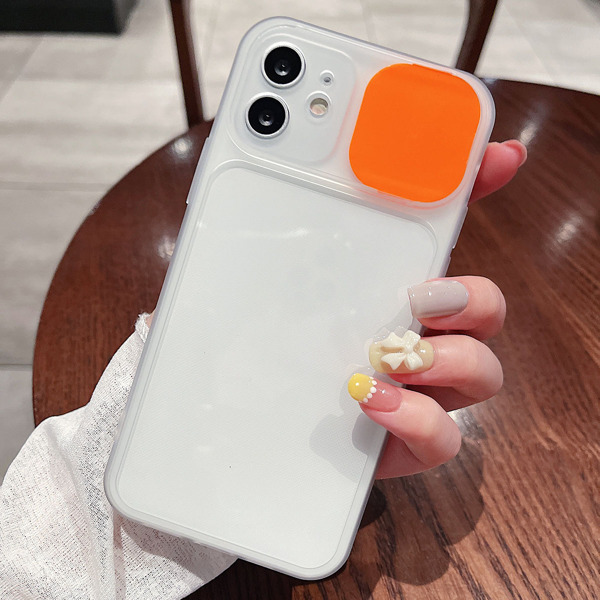 

Slide Camera Cover Transparent Phone Case, Orange