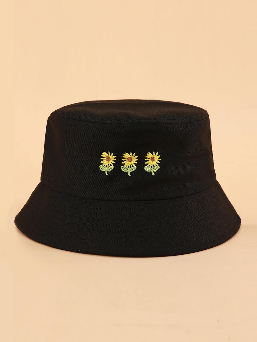 Mũ Xô thêu hoa - màu đen - Xem 1