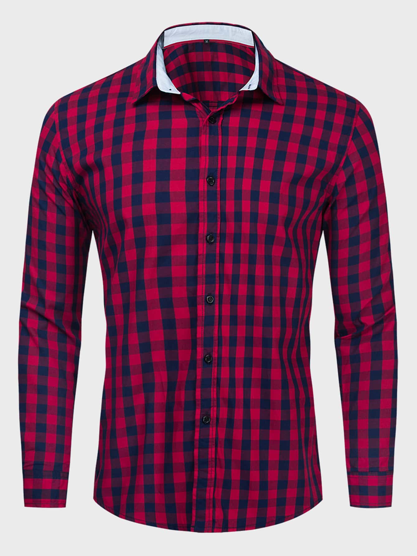 Manfinity Homme Men Gingham Button Through Shirt - Red - View 1