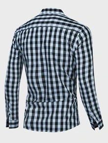 Manfinity Homme Men Gingham Button Through Shirt - Black and White - View 2