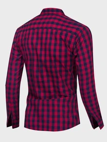 Manfinity Homme Men Gingham Button Through Shirt - Red - View 2
