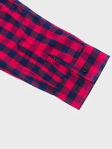 Manfinity Homme Men Gingham Button Through Shirt - Red - View 3