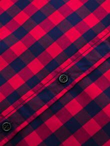 Manfinity Homme Men Gingham Button Through Shirt - Red - View 4