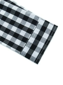 Manfinity Homme Men Gingham Button Through Shirt - Black and White - View 4