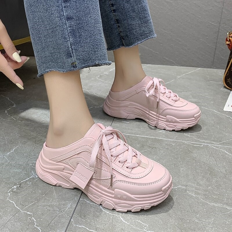 

Lace-up Front Charm Sneakers, Pink