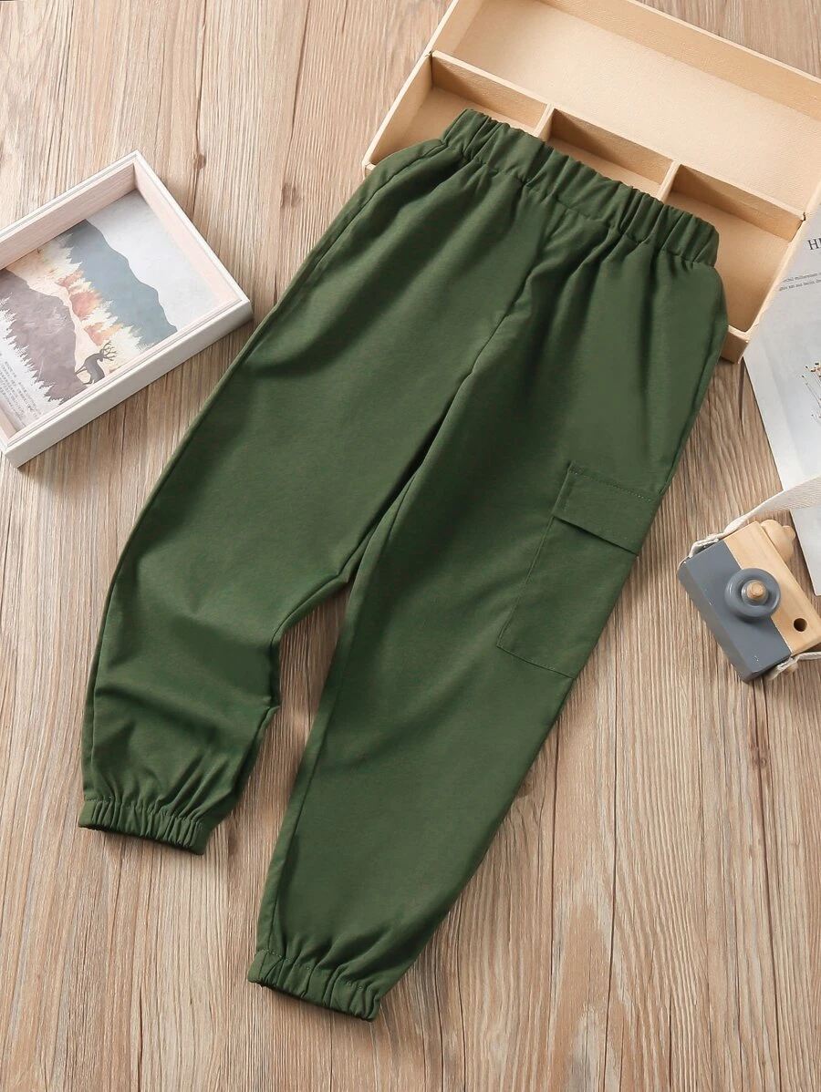 SHEIN 小女童側翻蓋口袋蘿蔔褲