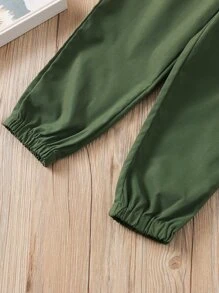 SHEIN 小女童側翻蓋口袋蘿蔔褲