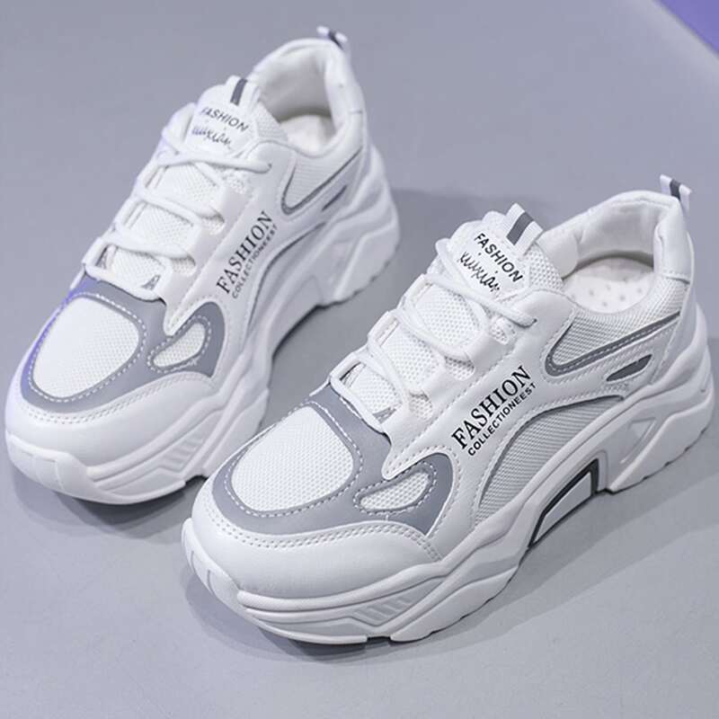 

Lace-up Front Chunky Sneakers, White