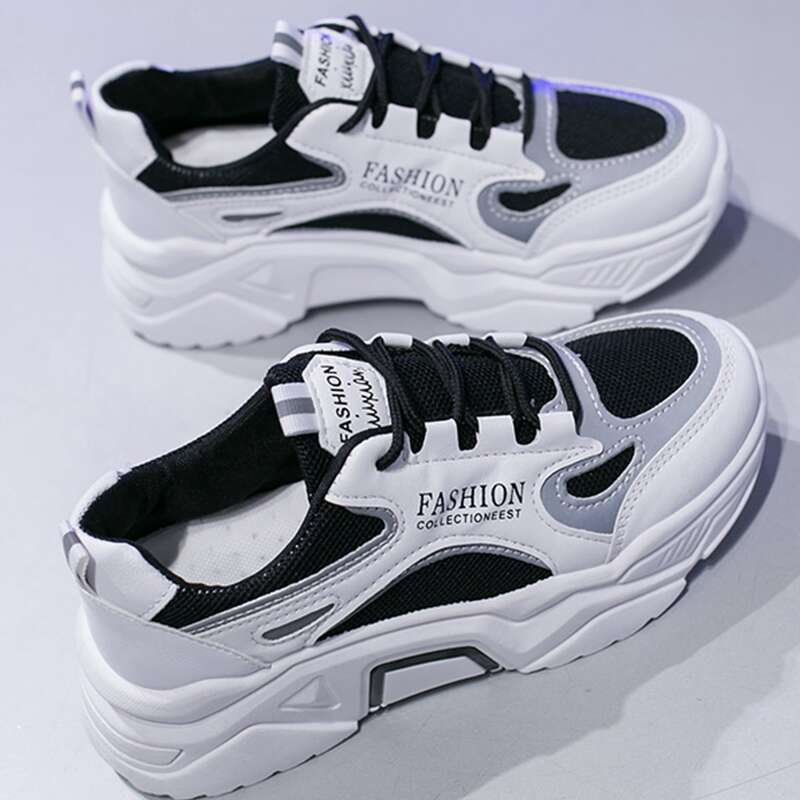 

Lace-up Front Chunky Sneakers, Black