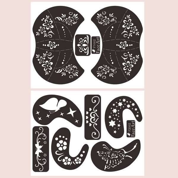 

2sheets Flower Pattern Tattoo Stencil, Black