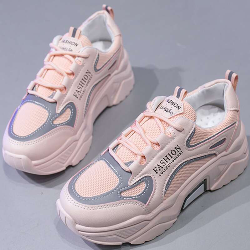 

Lace-up Front Chunky Sneakers, Pink