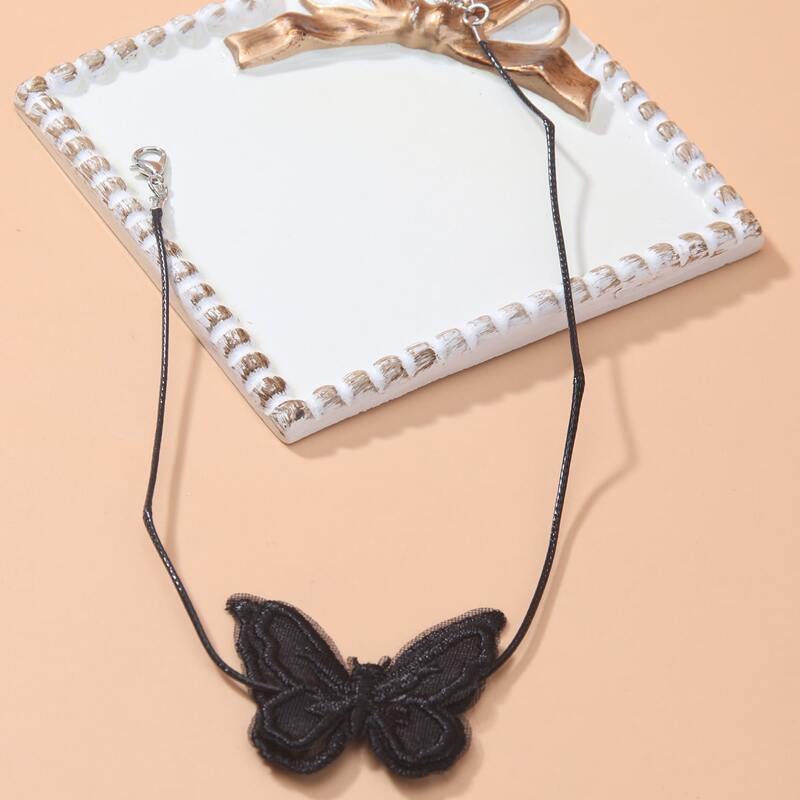 

Butterfly Embroidery Decor Choker, Black