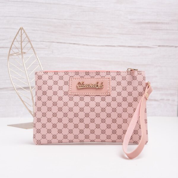 

Geo Graphic Metal Decor Clutch Bag, Pink